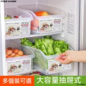 大容量冰箱收納盒 抽屜式蔬果保鮮盒 透明可視 抽拉取物 冰箱冷藏冷凍 廚房食材分類 大號塑膠儲物盒 雞蛋蔬菜整理盒