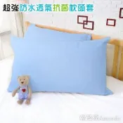 亞曼達Amanda 100%防水透氣抗菌枕頭保潔墊 枕頭套 -2入 (藍色)  -快速到貨
