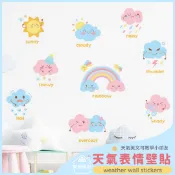 【樂福壁貼】彩虹 雲朵 天氣表情英文字 無痕卡通壁貼 防水 🌥 高雄現貨 益智教學 兒童遊戲室 幼稚園 教室佈置