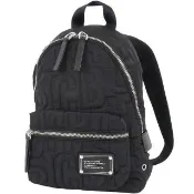 【MARC JACOBS 馬克賈伯】黑色滿版LOGO尼龍鐵牌小款後背包