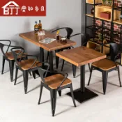 森活選物 【美式工業風】餐桌椅組合 餐桌 實木餐桌 鐵藝餐桌 飯桌 咖啡店桌椅 奶茶店桌椅 餐廳傢俱 家用餐桌 北歐簡約 耐刮耐磨 穩固承重