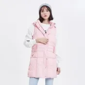 【5th STREET】女裝 羽絨背心 背心外套 長版背心 粉紅(510537)