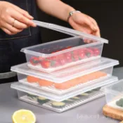 冰箱長方形帶蓋瀝水冷凍保鮮盒生鮮蔬菜收納盒解凍魚蝦冷藏解凍盒 SLJ8