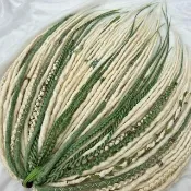 象牙白與鼠尾草綠波希米亞風雙頭 (DE) 造型接髮組 手工人造纖維編髮