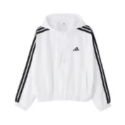 (店+)【adidas 愛迪達】KX0783 adidas 運動跑步訓練舒適透氣條紋休閒快幹梭織夾克 女款