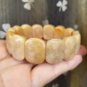 《希晶晶石》珊瑚玉/菊花玉手排 金黃色 玉化 鳳尾紋 有機寶石 女性 台灣現貨 快速出貨 BDA-B052