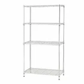 【KIWISH】鐵架MIT輕型鎖管四層置物架90x35x150cm-電鍍銀(鐵架/收納架/層架/置物架/電鍍鉻架/波浪架/貨架)