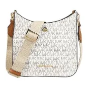 【Michael Kors】MK MICHAEL KORS BRILEY金屬字母LOGO印花設計磁釦式斜背郵差包(小/香草白)