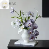 模擬花擺件 花瓶 仿生盆栽 藍風信詩法式蝴蝶蘭高檔模擬花假花客廳擺件餐桌花藝擺設裝飾桌面