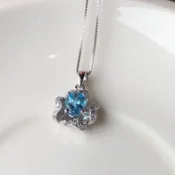 《贈禮盒提袋》天然托帕石S925通體純銀項鍊 寶石通體純銀項鍊 花式切割 十一月誕生石拓帕石《真愛鍊Cherish 》