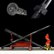 [龍泉劍莊]龍泉刀劍 漢劍 高錳鋼鍛打 鏤空劍身 發黑雕刻 長款 唐劍 清劍 寶劍 未開刃