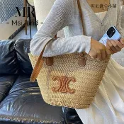 草編包 渡假沙灘包 手工編織包 草編肩背包 大容量 MR法式旅遊度假休閒草編包大容量托特包女單肩包腋下包手工編織包