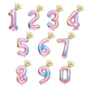 漸變數字&皇冠氣球 I 32吋 鋁膜氣球數字鋁箔氣球 生日周年慶典裝飾 兒童生日佈置裝飾 派對裝飾 現貨 生日佈置