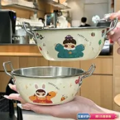 🔥高品質🔥【碗】韓系不鏽鋼泡麵碗個人專用雙耳大湯碗帶蓋螺螄粉碗具