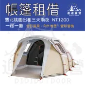 迪迪DIDI露營｜三天兩夜1200元 4.1迪卡儂一房一廳4人 充氣黑黑帳〝奶茶色〞帳篷出租 租借帳篷