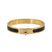 【BreezeOnline 微風精品線上】Hermes 展示品 Clic Kelly H Logo琺瑯細版手環-PM(黑/金)