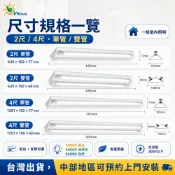 (店+)【DanceLight 舞光】[唯鎂燈飾]含稅 舞光LED山型4尺燈座 LED 2尺4尺 LED山型燈具 單管雙管 省電節能