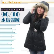 【荒野 wildland 】特價4折》女款 中長版 貉子毛保暖羽絨外套 保暖外套 羽絨衣 連帽式 c 92103 黑色