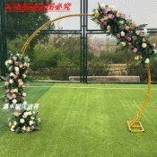 免運開發票~背景架 新款婚慶雙杆拱門 鐵藝架子 婚禮金色拱門 半圓形單杆 氣球裝潢道具