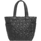 【Michael Kors】WINNIE黑色尼龍菱格紋大款輕量托特包