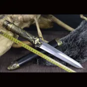 [龍泉劍莊]小漢劍 花紋鋼一體鍛打成型 刀劍 小短劍 戶外短刀 小劍 硬劍 小刀 寶劍 影視道具 兵器 收藏刀 未開刃