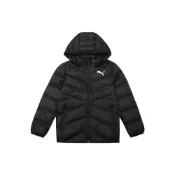 (店+)【PUMA】589565-01 彪馬羽絨背心 純色Logo印花休閒連帽 黑色 青少年