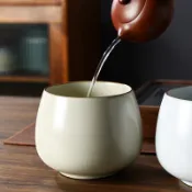 汝窯 復古 功夫茶渣缸 陶瓷茶盂 茶道收納 家用茶具 茶水缸 茶席必備 辦公茶道適用