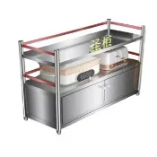 【p聖柜旗艦店】60*40*133三層櫃門(置物架 不鏽鋼置物架 廚房落地收納架 多層櫥櫃 廚房置物架 預售12天)