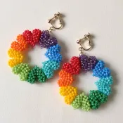 愛心花圈耳環 原創顏色 不透明 Rainbow 虹色 彩虹色 繽紛 色環