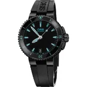 【ORIS 豪利時】Aquis 時間之海中型潛水機械錶-鍍黑x藍/36mm(0173376524725-0741834B)