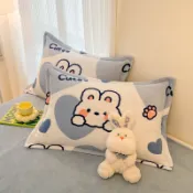 🏠居家生活👍枕頭 枕頭套 頸枕 趴睡枕 加厚牛奶絨枕套一對裝秋冬季家用珊瑚絨枕頭套單人卡通枕芯內膽罩