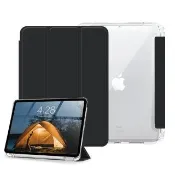 【VXTRA】iPad 10.2吋/iPad Air/Pro 10.5吋 軍事全防護 晶透背蓋 超纖皮紋皮套 含筆槽(秘境黑)
