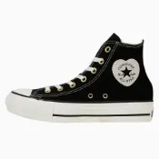 (店+)【CONVERSE】預購 日本限定 Converse ALL STAR PLTS HEARTPOINT HI 高筒 愛心圖案厚底帆布鞋 黑色