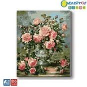 (店+)【Manto】台灣製DIY數字油畫-粉月季花|超取專用大小