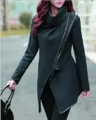 qoo eaby歐美高檔品牌修身不規則氣質毛呢大衣風衣外套 女裝