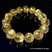 全球選品1館 生活百貨 天然巴西水晶金髮晶手鍊鈦晶男黃髮晶超閃情人節髮絲金髮晶手串女
