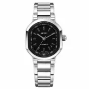 SEIKO 純淨簡約時尚機械腕錶-銀X黑-SUF015K1