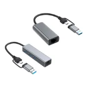 (店+)【DTAudio】聆翔 雙頭USB網卡｜USB-A Type-C usb 擴充插座 RJ45轉接頭 hub 外接網卡 手機可用