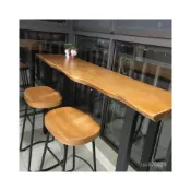 (店+)實木吧臺桌傢用陽臺靠墻長條窄桌子商用酒吧臺高腳桌定製桌椅組閤吧臺桌 桌椅組閤 實木桌 長條桌 咖啡桌