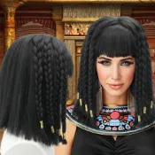 ✨臺灣出貨✨復古埃及豔后辮子假髮 萬聖節派對 cosplay 吸睛全頭套 角色扮演 假髮道具 二次元假髮