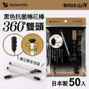 ★三件79折★日本品牌 360度圓角耳扒抗菌棉花棒 SANYO山洋 黏著 紙軸 棉棒 棉花棒 掏耳棒 雙頭 黑色 日本製