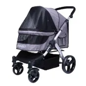 【摩達客】福利品-高級豪華高景觀大型犬加大折疊寵物推車-35KG以下大狗適用-灰色