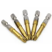 【雜貨鋪】S2鍍鈦 50mm長 6.35mm/2分快速接頭 PH2 帶磁防滑十字起子頭 電動起子頭 充電電鑽