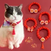 【新年優品】貓咪新年掛飾寵物春節項圈毛球可愛福字脖圈小狗跨年裝飾品喜慶