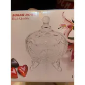 全新玻璃花瓣糖果罐，玻璃罐新年很適合裝糖果，收納罐，萬用平常也可以裝小裝飾品，放水晶消磁裝飾擺設14 x 18.5 cm