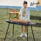LIFECODE 黑武士大型烤肉架-304不鏽鋼烤網+不沾烤盤-附收納袋