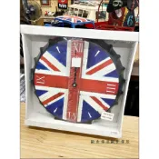 (店+)歐舍傢居 時鐘 瓶蓋 造型 英國國旗 工業風 LOFT 鐵製 造型 仿古 壁鐘 英倫風 工業風 掛鐘 吊鐘