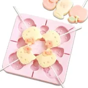 ｜美國Chefmade｜Hello Kitty 凱蒂貓造型 棒棒糖冰棒矽膠模具-含紙棒(CM145)