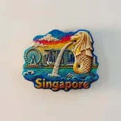 【網紅推薦】東南亞新加坡地標金沙酒店魚尾獅噴泉飛行者摩天紀念品磁性冰箱貼