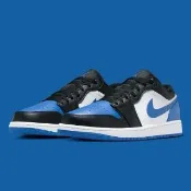 【NIKE 耐吉】休閒鞋 Air Jordan 1 Low Bred Toe 皇家黑藍 白腳趾 男鞋 553558-140